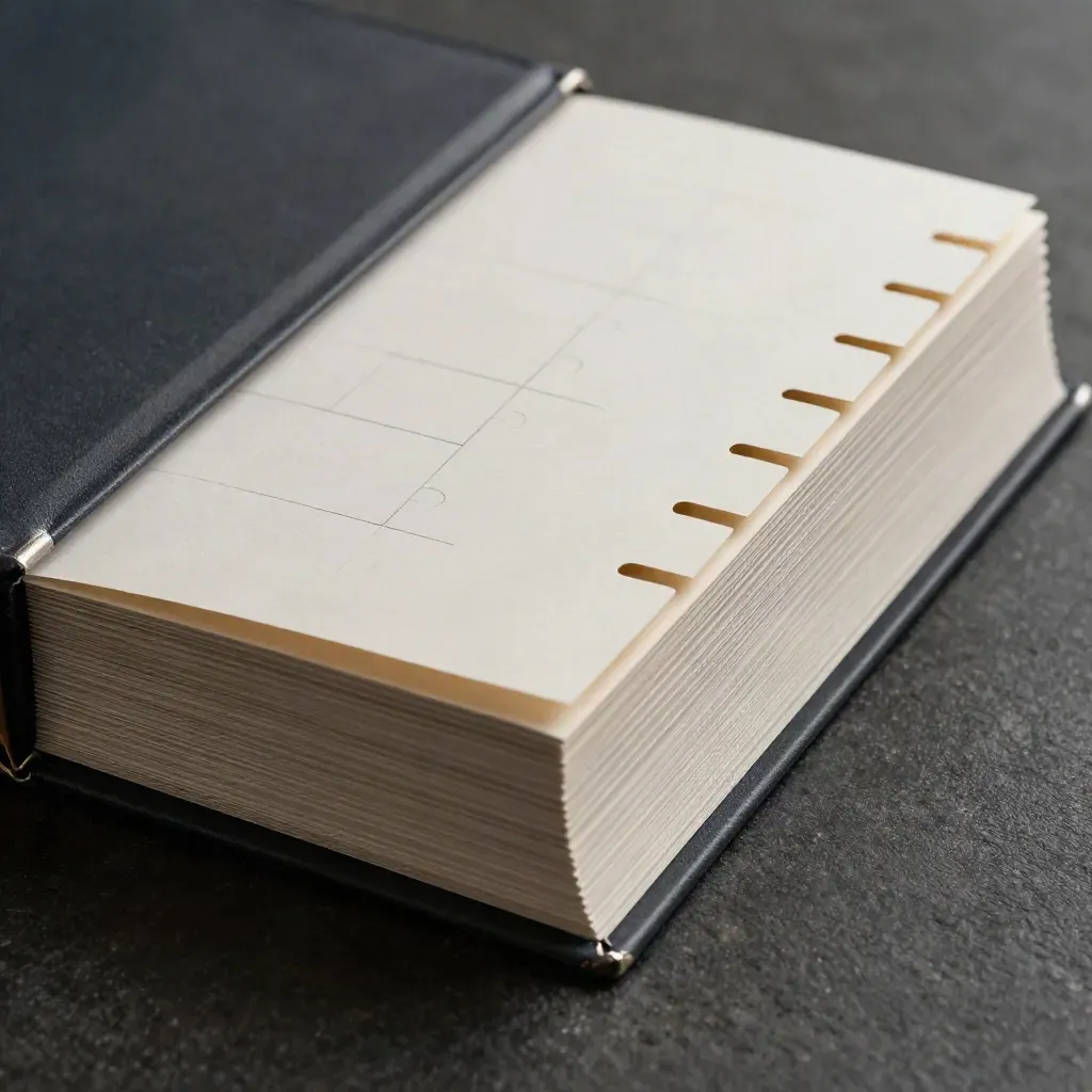 A stepped project planning card kit in a black slipcase on a dark stone surface, lit dramatically.